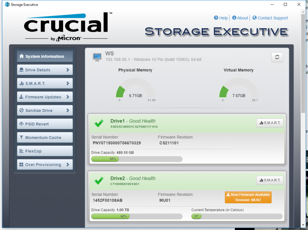 crucial storage executive no drive mx300